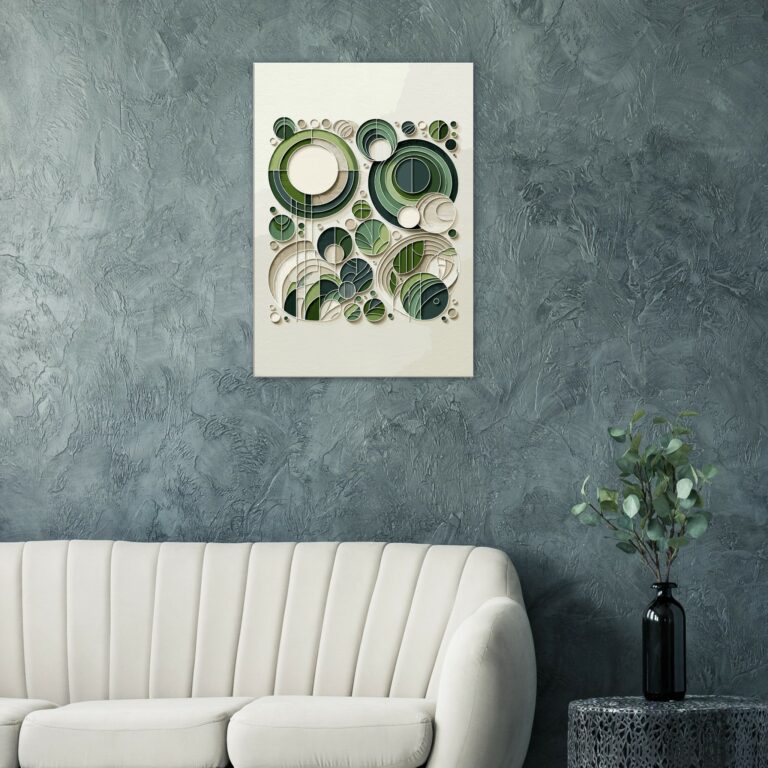 Minimalistisches Kunstwerk von abstrakten Kreisen auf Leinwand oder Poster von Simplify Art